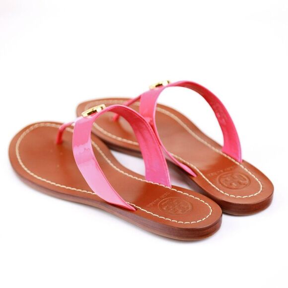 NIB Tory Burch CAMERON Patent Leather Thong Pink 5 - Picture 6 of 11